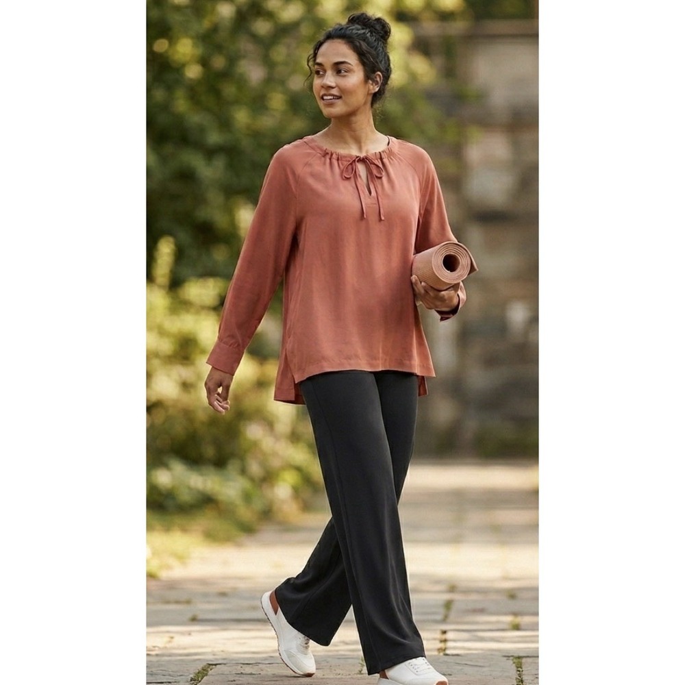 Aday shirt top women tunic Round Neck Drawstring Terracotta Size Medium